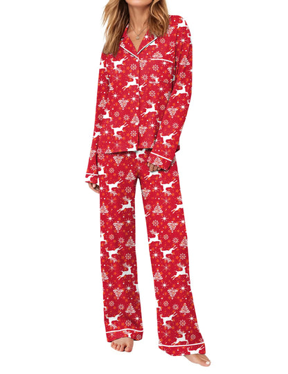 Ekouaer Womens Pajama Sets Long Sleeve Button Down Lounge Sets with Pockets