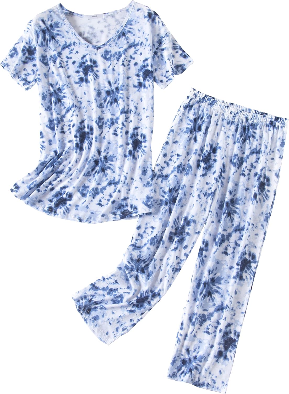 Inadays Womens Pajama Sets Cotton Short Sleeve Top With Capri Pants Pjs