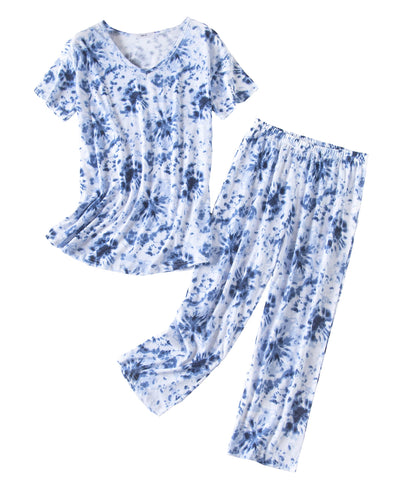 Inadays Womens Pajama Sets Cotton Short Sleeve Top With Capri Pants Pjs