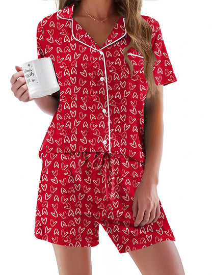 Ekouaer Pajamas Set for Women Short Sleeve Sleepwear Button Down Pj XS-XXXL