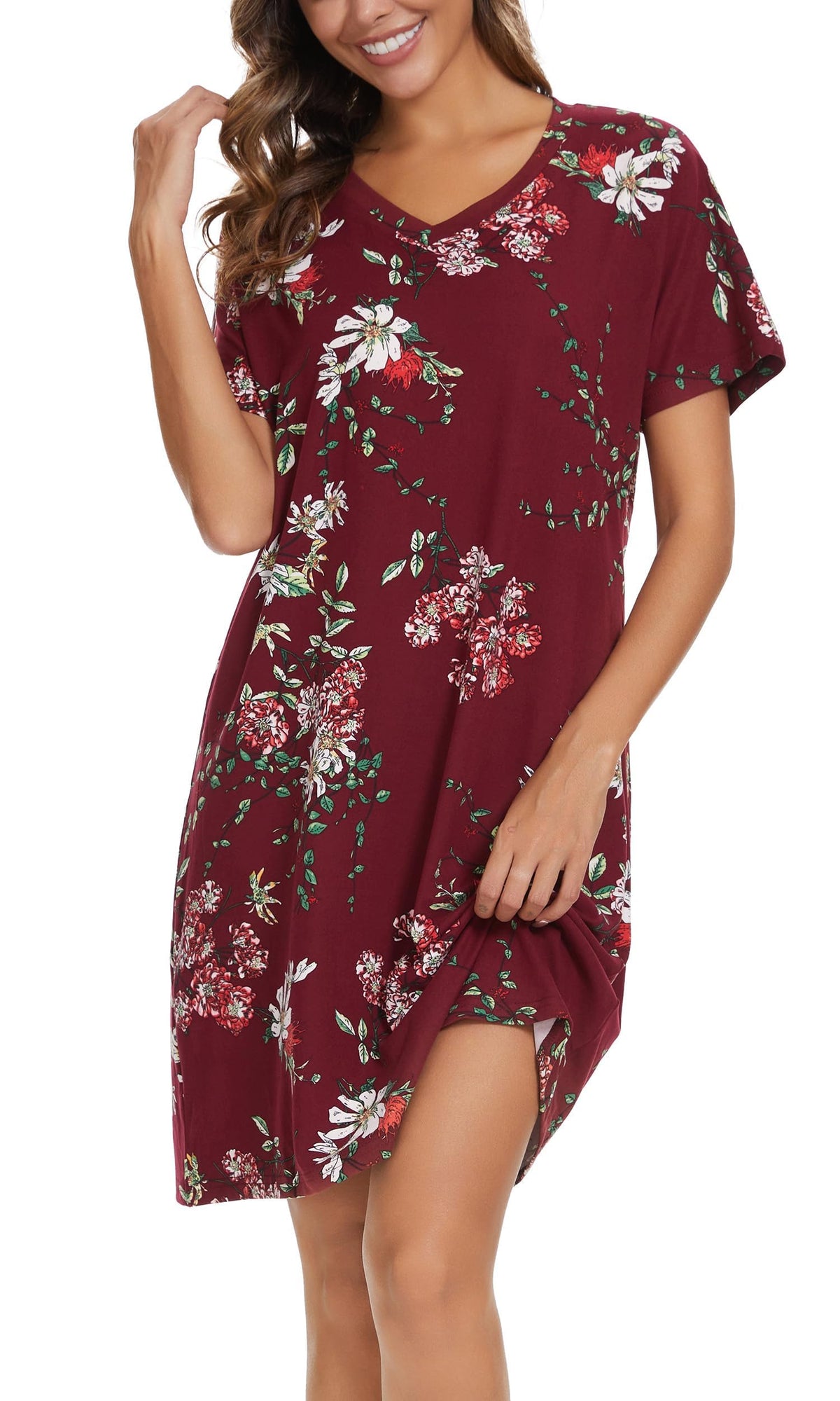 Nightgowns for Women Soft Cotton Sleep Shirts Short Sleeve Sleepwear