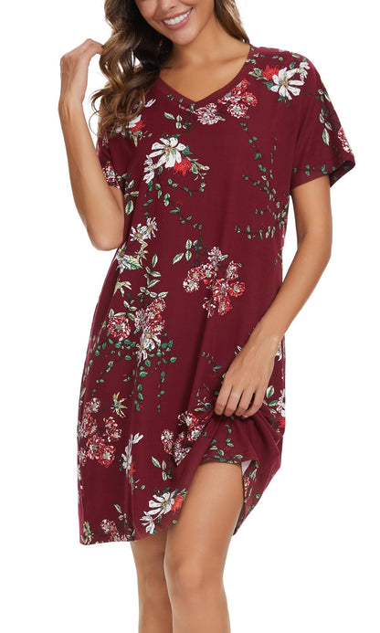 Nightgowns for Women Soft Cotton Sleep Shirts Short Sleeve Sleepwear