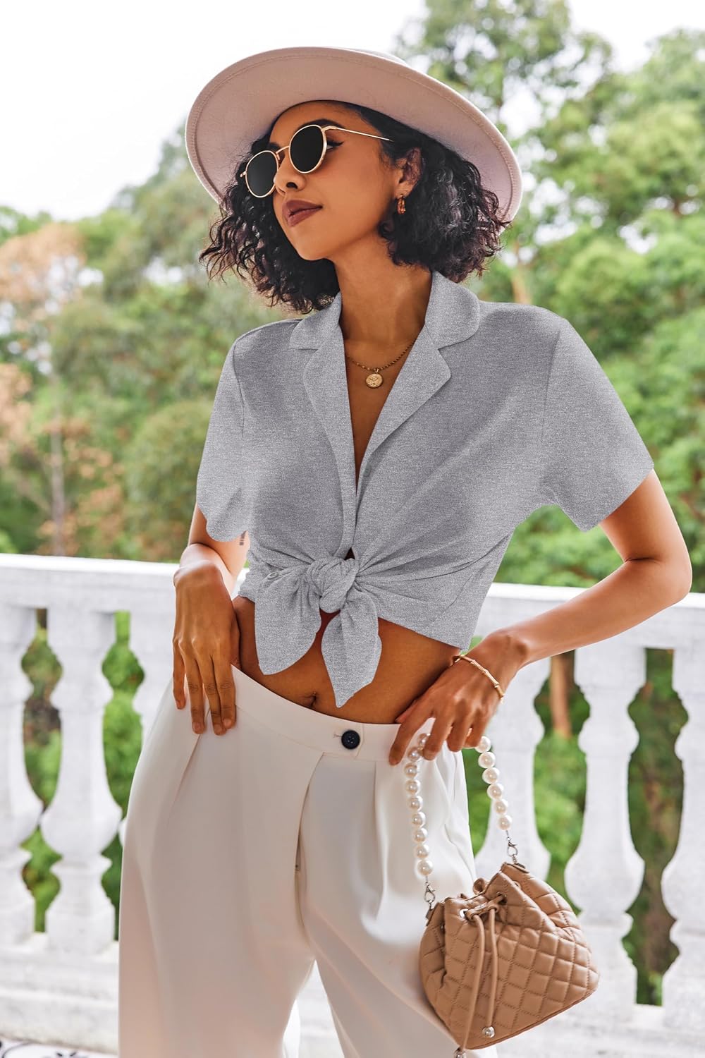 Ekouaer Pajamas Set for Women Short Sleeve Sleepwear Button Down Ruffle Pjs