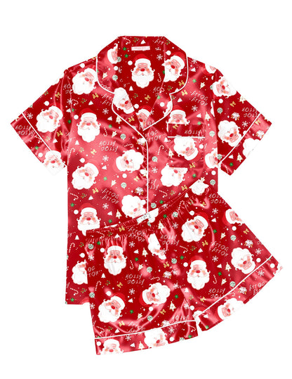 Ekouaer Womens Silk Satin Pajama Sets Soft Short Sleeve Button Up Sleepwear