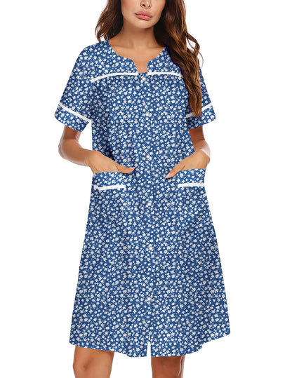 Ekouaer Nightgowns for Women House Dress with Pockets Snap Front House Coat