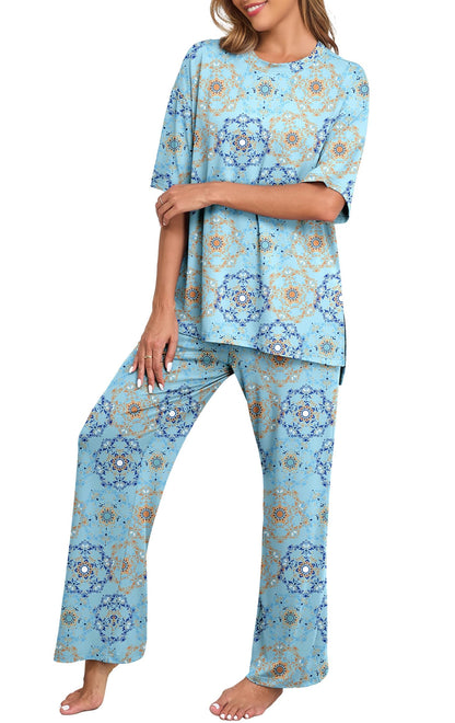 PrinStory Pajamas for Women Soft Pjs Lounge Set S-4XL