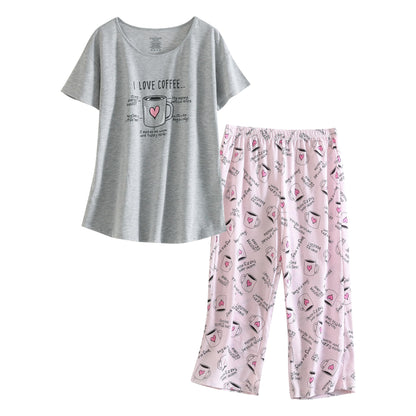 Inadays Womens Pajama Sets Cotton Short Sleeve Top With Capri Pants Pjs