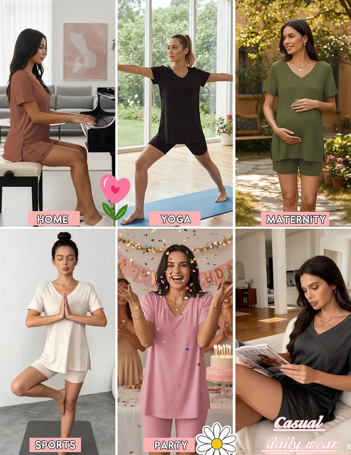 Ekouaer Pajamas for Womens Set 2 Piece Short Sleeve Matching Pj Shorts Sets