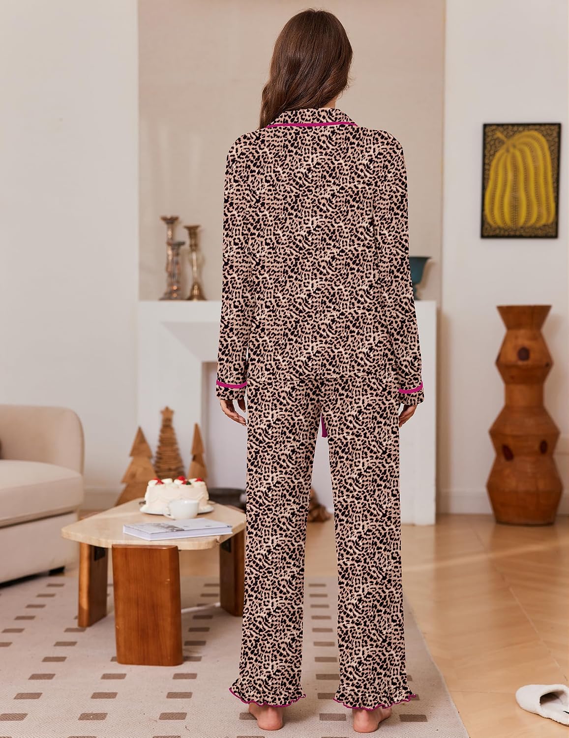 Ekouaer Womens Pajama Sets Long Sleeve Sleepwear Button Down Pjs Loungewear
