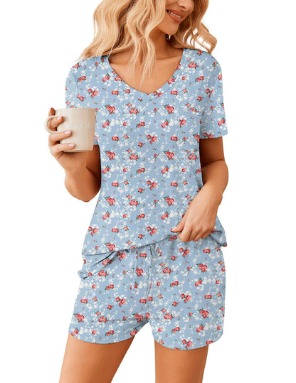 Ekouaer Womens Pajama Sets Shorts Soft 2 Piece Lounge Set with Chest Pocket