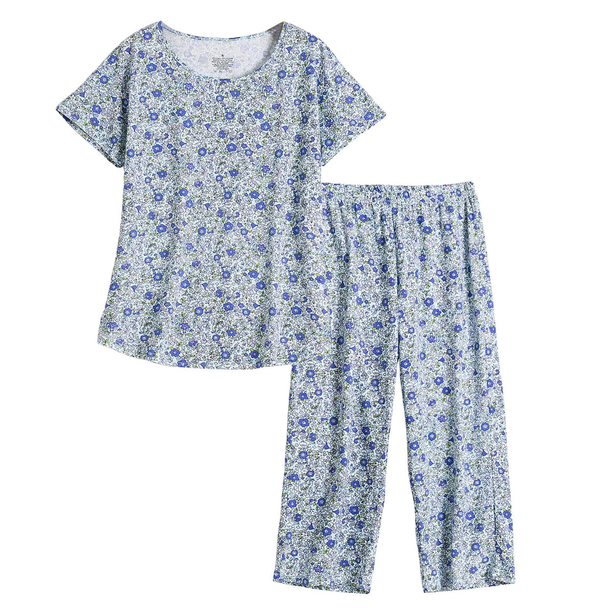 Inadays Womens Pajama Sets Cotton Short Sleeve Top With Capri Pants Pjs