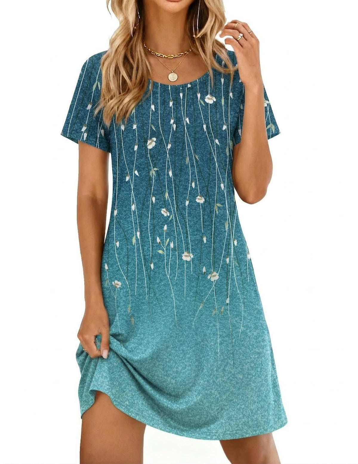 Ekouaer Nightgowns for Women Short Sleeve Night Dress Printed Sleepwear