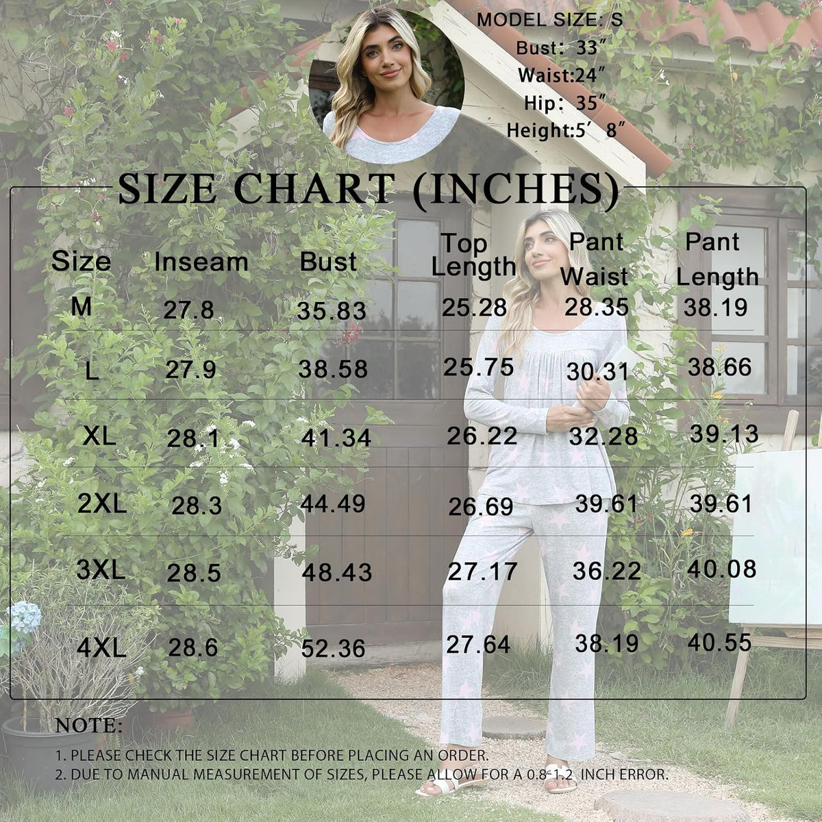 POPYOUNG Womens Pajama Set 2 Pieces Fall Pjs Comfy Sleepwear with Pockets