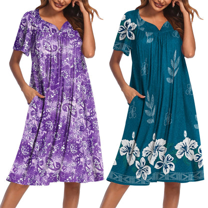 Ekouaer 2 Pack House Dresses for Women with Pockets Short Sleeve Moo Moos