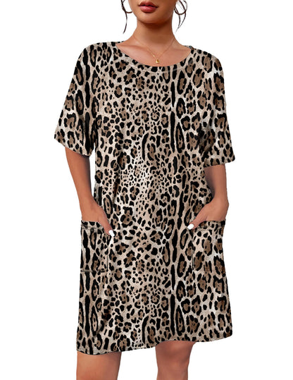 Ekouaer Womens Nightgown with Pockets Short Sleeve Sleep Shirts