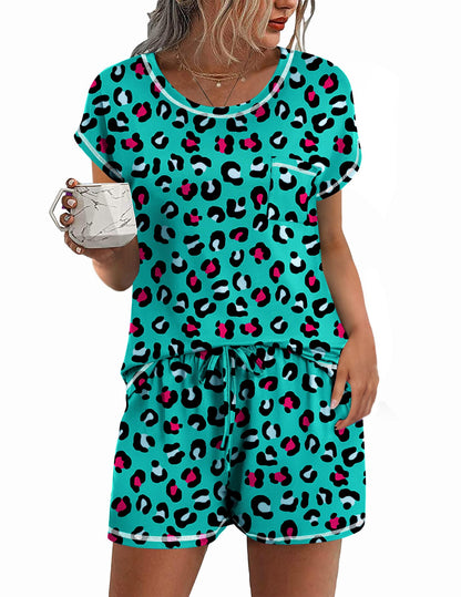 Ekouaer Womens Pajama Sets 2 Piece Pjs Short Sleeve Top and Shorts