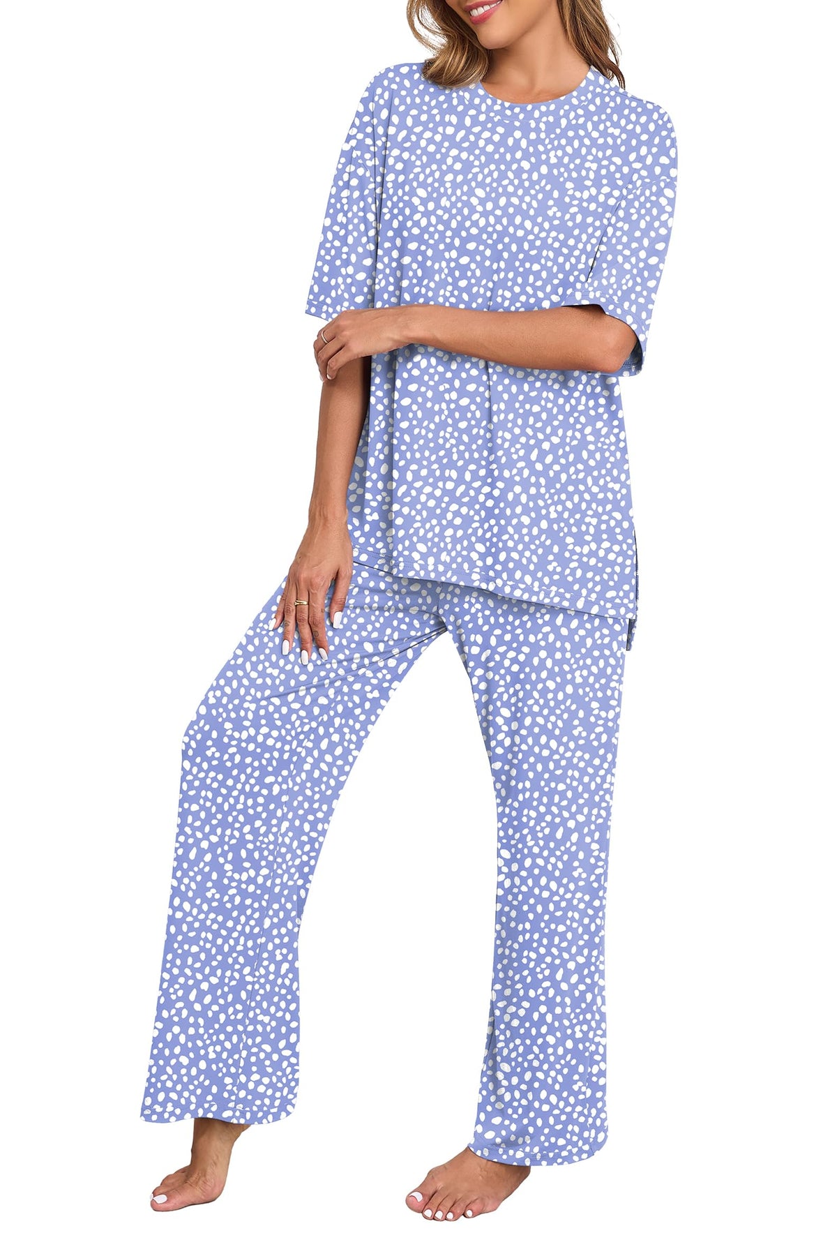 PrinStory Pajamas for Women Soft Pjs Lounge Set S-4XL