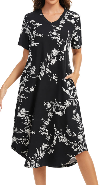 Kabento Womens Short Sleeve Long Nightgowns Sleepwear
