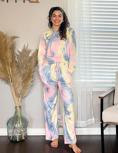 Ekouaer Women's 2 Pack Long Sleeve Pajama Sets V Neck Lounge Sets