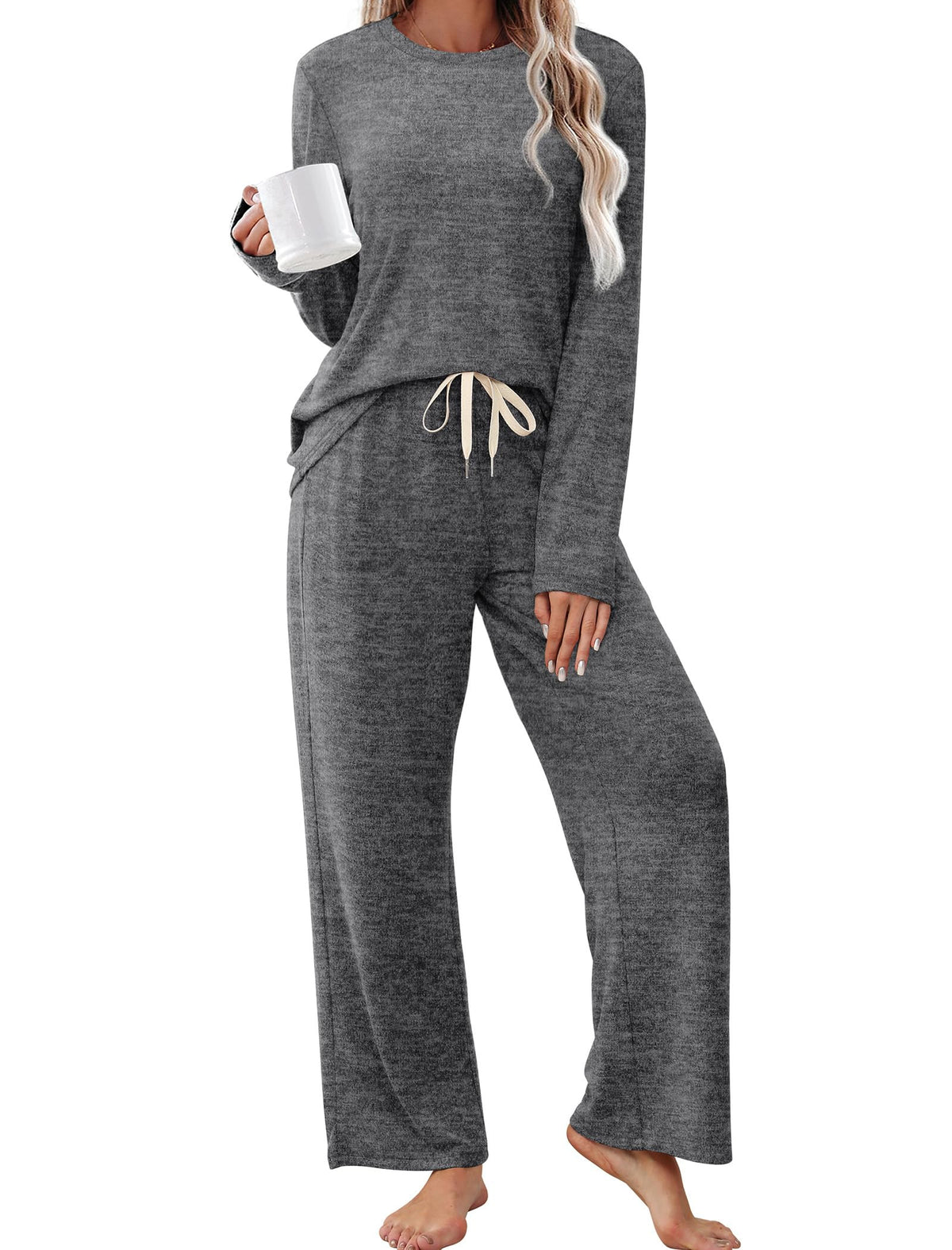 SAMPEEL Pajamas for Women Set Comfy Lounge Sets Two Piece Long Sleeve Cute Pjs Soft Sleepwear Winter Clothing