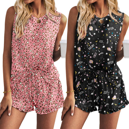 Ekouaer Women Lightweight Summer Pajama Soft Pj Set Sleepwear Tank Top Shorts with Pocket Loungewear Set S-XXL