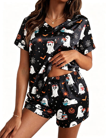 Ekouaer Silk Pajama for Women Short Sleeve Satin Pj Set Two Piece XS-XXL
