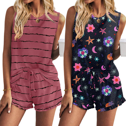 Ekouaer Women Lightweight Summer Pajama Soft Pj Set Sleepwear Tank Top Shorts with Pocket Loungewear Set S-XXL