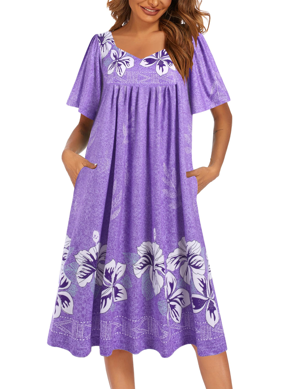 Ekouaer Womens Nightgown House Dress with Pockets Short Sleeve Moo Moos