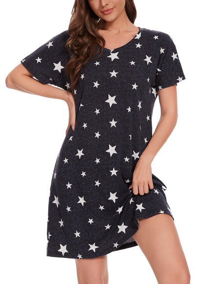 Nightgowns for Women Soft Cotton Sleep Shirts Short Sleeve Sleepwear
