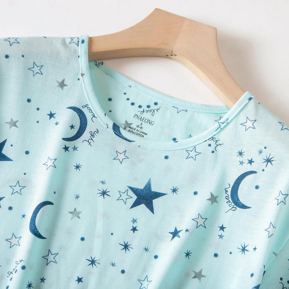 PNAEONG Womens Pajama Set Cotton Short Sleeve Top with Capri Pants Soft Pjs