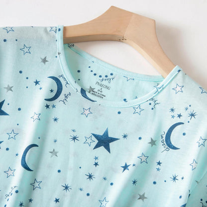 PNAEONG Womens Pajama Set Cotton Short Sleeve Top with Capri Pants Soft Pjs