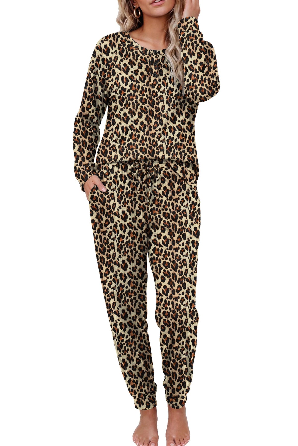 Ekouaer Pajamas Womens 2 Piece Long Sleeve Top and Jogger Pants Lounge Set