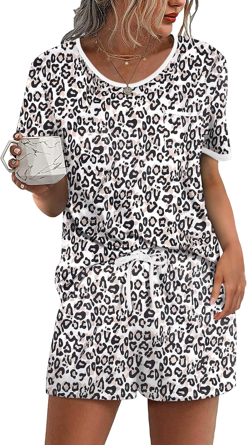 Ekouaer Pajamas for Womens Set 2 Piece Soft Sleepwear, Chest Pocket