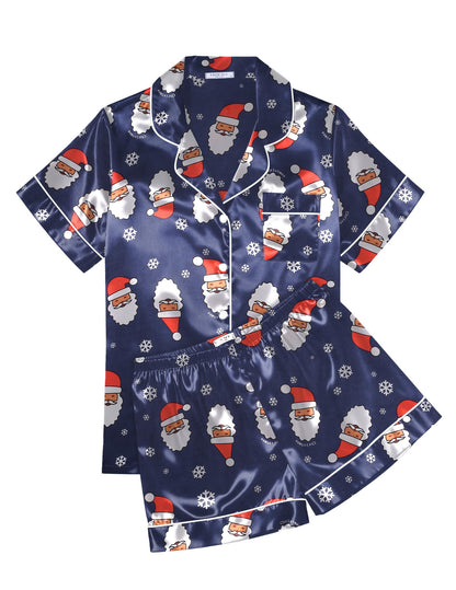 Ekouaer Womens Silk Satin Pajama Sets Soft Short Sleeve Button Up Sleepwear