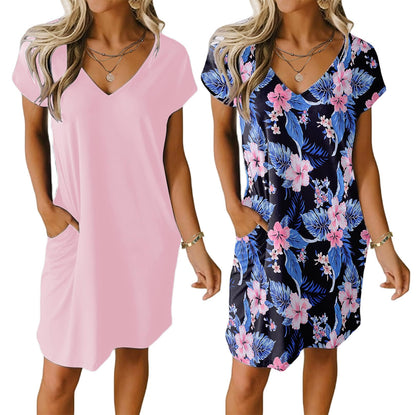 Ekouaer Womens 2 Pack Nightgown with Pockets Short Sleeve Night Shirts