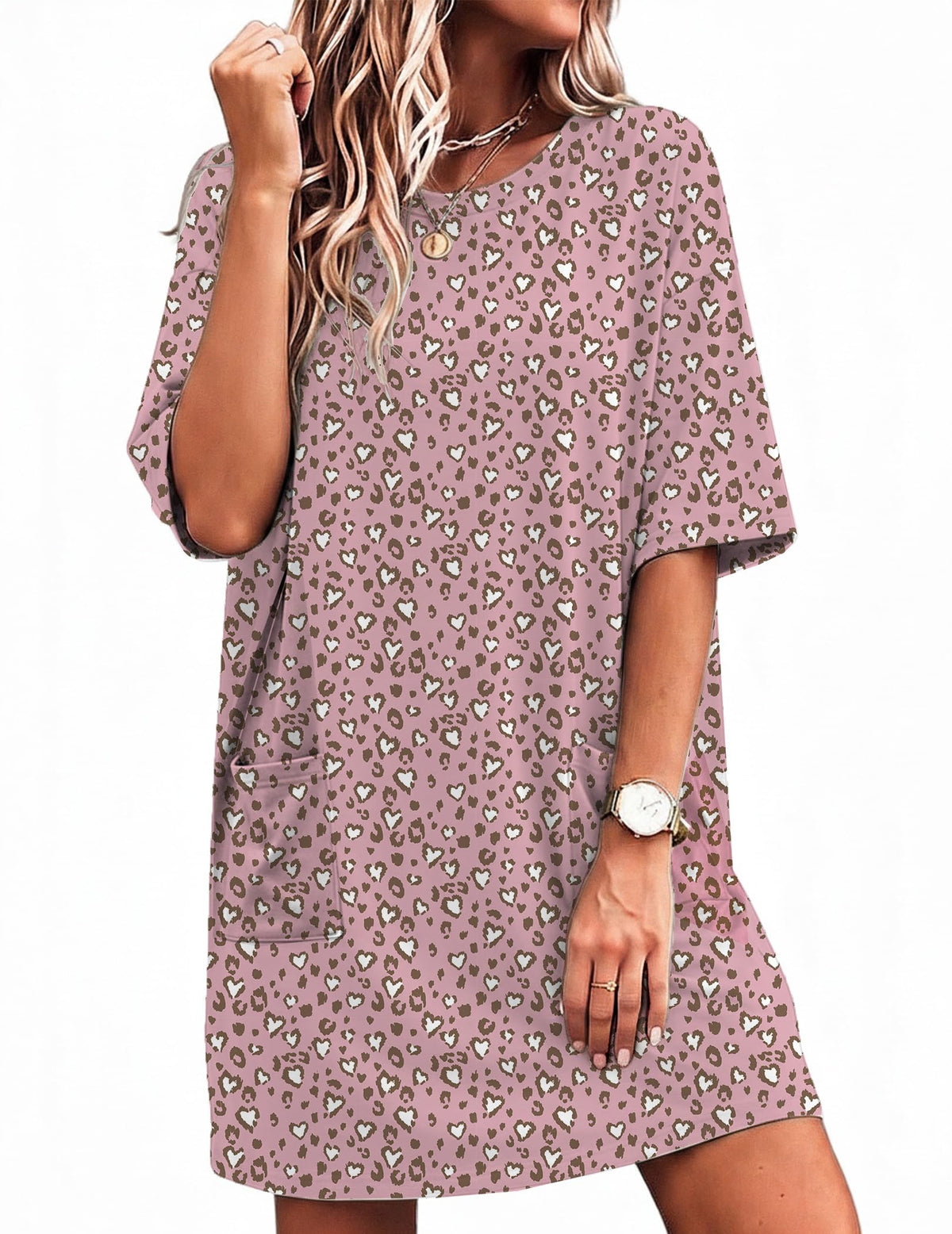Ekouaer Womens Nightgown with Pockets Short Sleeve Sleep Shirts
