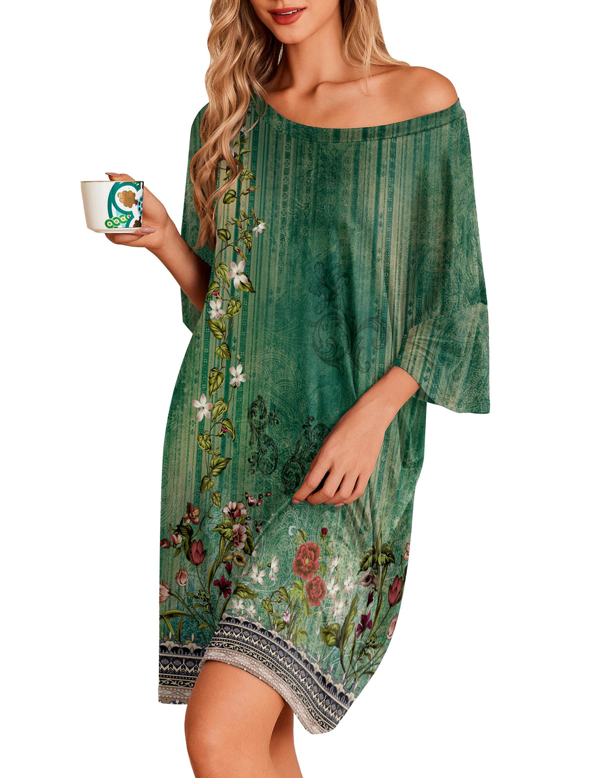 Ekouaer Plus Size Nightgown for Women Oversized Sleep Shirt Sleepwear S-5XL