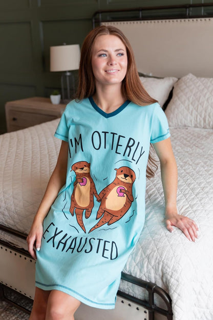 Lazy One Women's Novelty Cotton Nightgown, Cute V-neck Womens Sleep Shirts