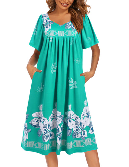 Ekouaer Womens Nightgown House Dress with Pockets Short Sleeve Moo Moos