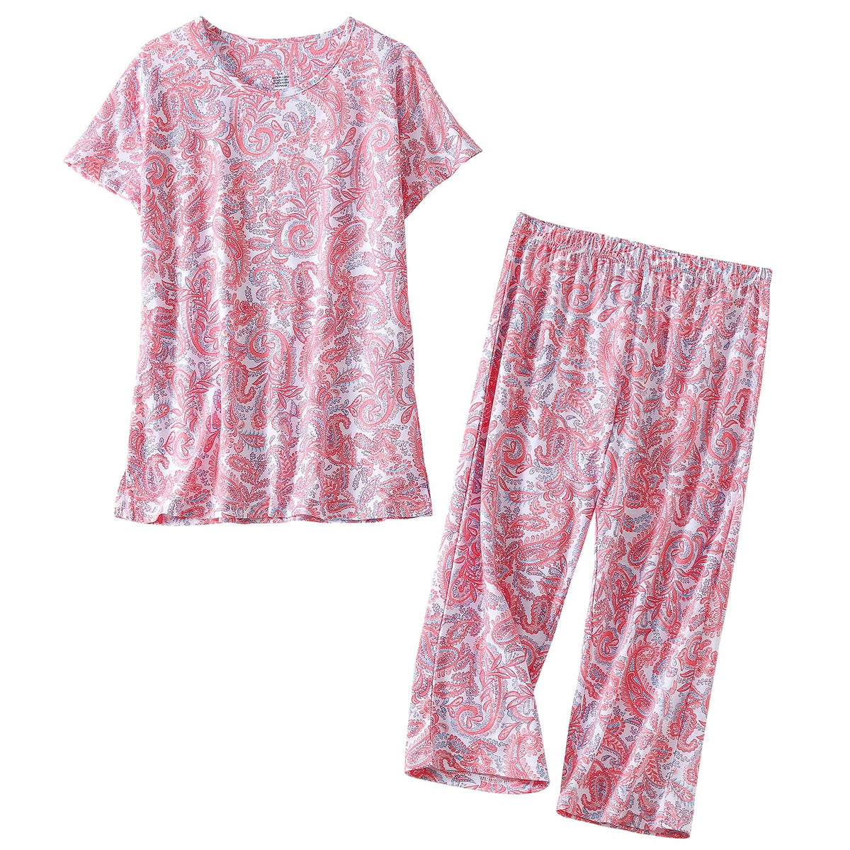 Inadays Womens Pajama Sets Cotton Short Sleeve Top With Capri Pants Pjs
