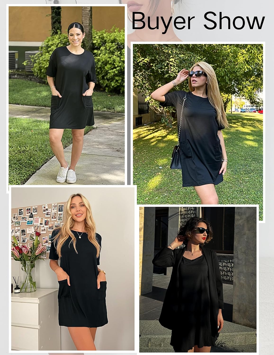 Ekouaer Womens Nightgown with Pockets Short Sleeve Sleep Shirts