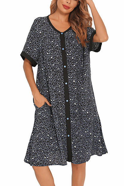 YOZLY House Dress for Women Short Sleeve House Coats Dusters Robe Moomoo nightgowns with Pockets