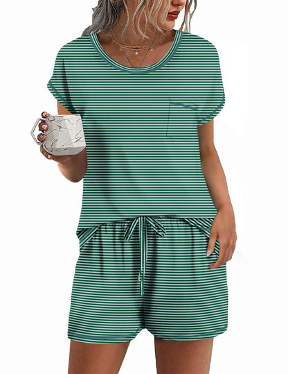 Ekouaer Womens Pajama Sets 2 Piece Pjs Short Sleeve Top and Shorts
