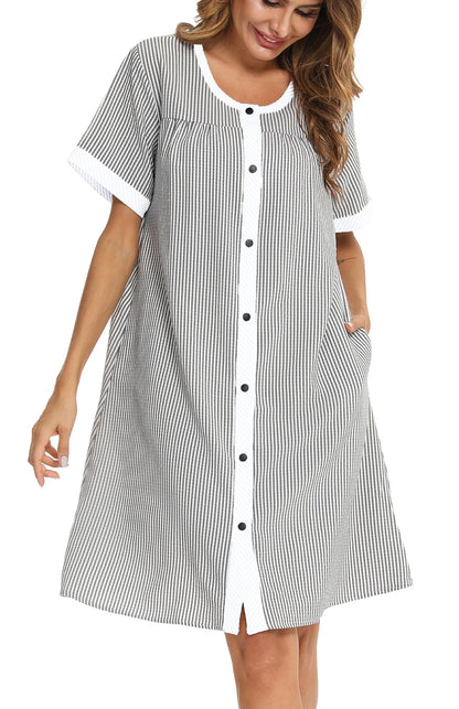 YOZLY House Dress for Women Short Sleeve House Coats Dusters Robe Moomoo nightgowns with Pockets