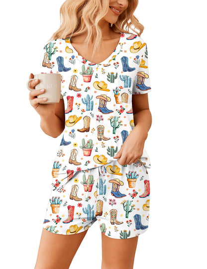 Ekouaer Womens Pajama Sets Shorts Soft 2 Piece Lounge Set with Chest Pocket