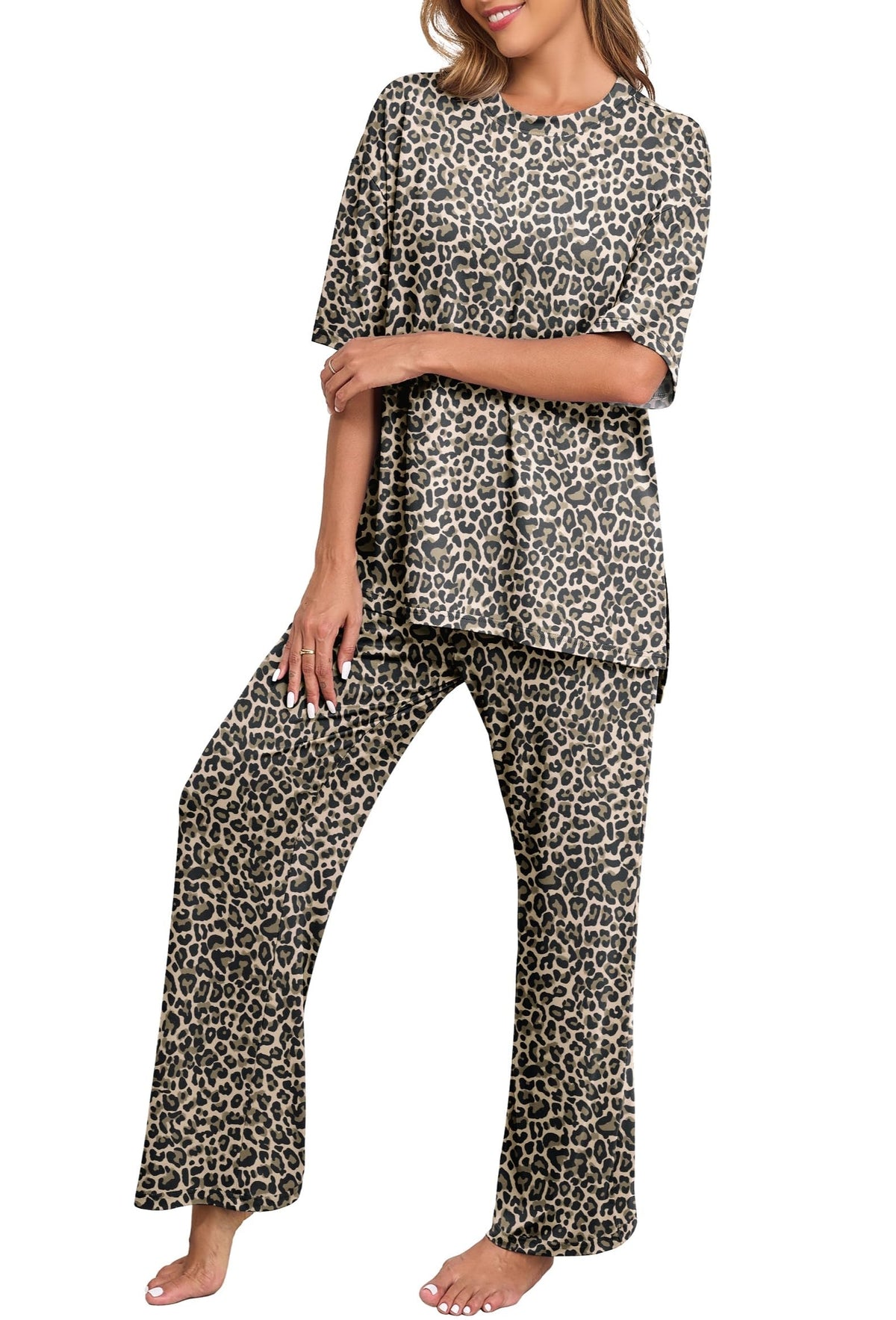 PrinStory Pajamas for Women Soft Pjs Lounge Set S-4XL