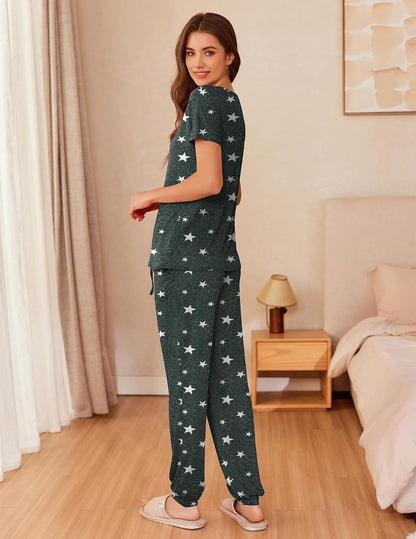 Ekouaer Pajamas for Womens Set Soft 2 Piece Loungewear with Jogger Pants