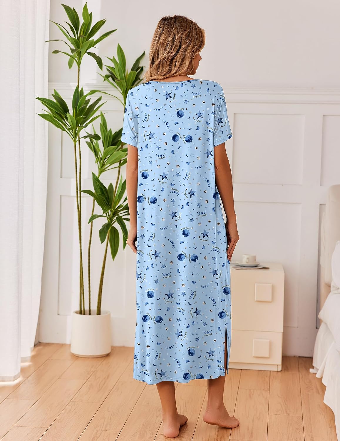 Ekouaer Long Nightgowns for Women 3 Pack Plus Size Short Sleeve House Dress
