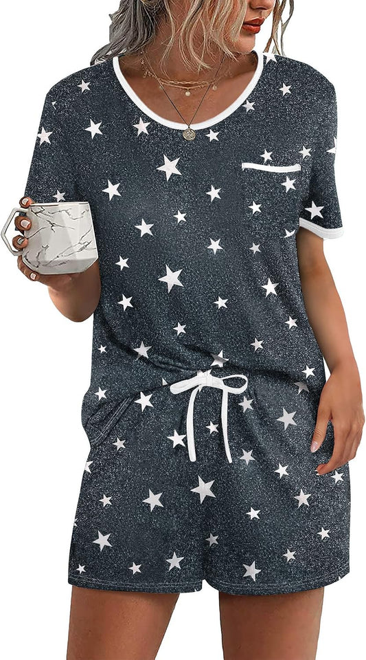 Ekouaer Pajamas for Womens Set 2 Piece Soft Sleepwear, Chest Pocket