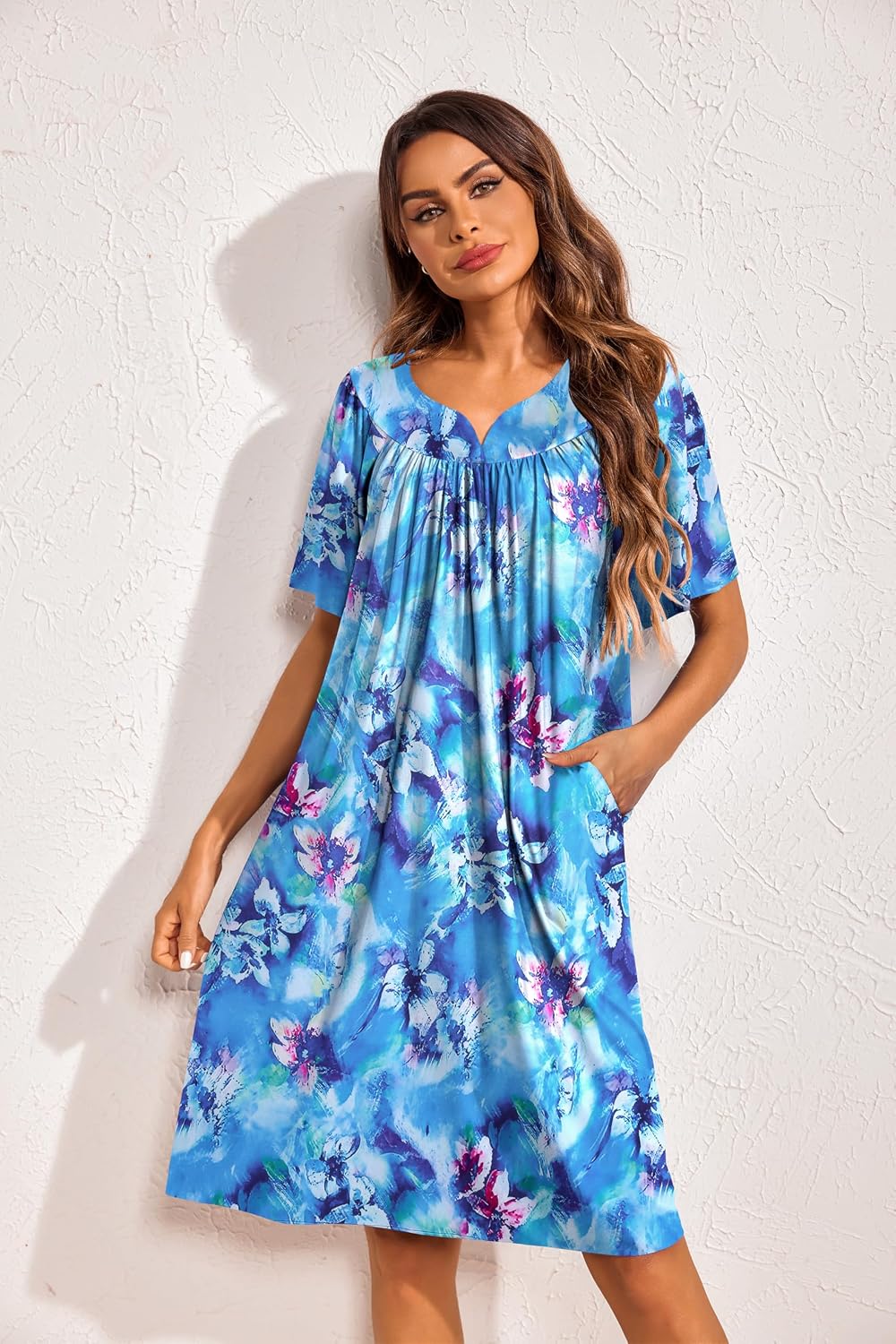 Ekouaer 2 Pack House Dresses for Women with Pockets Short Sleeve Moo Moos